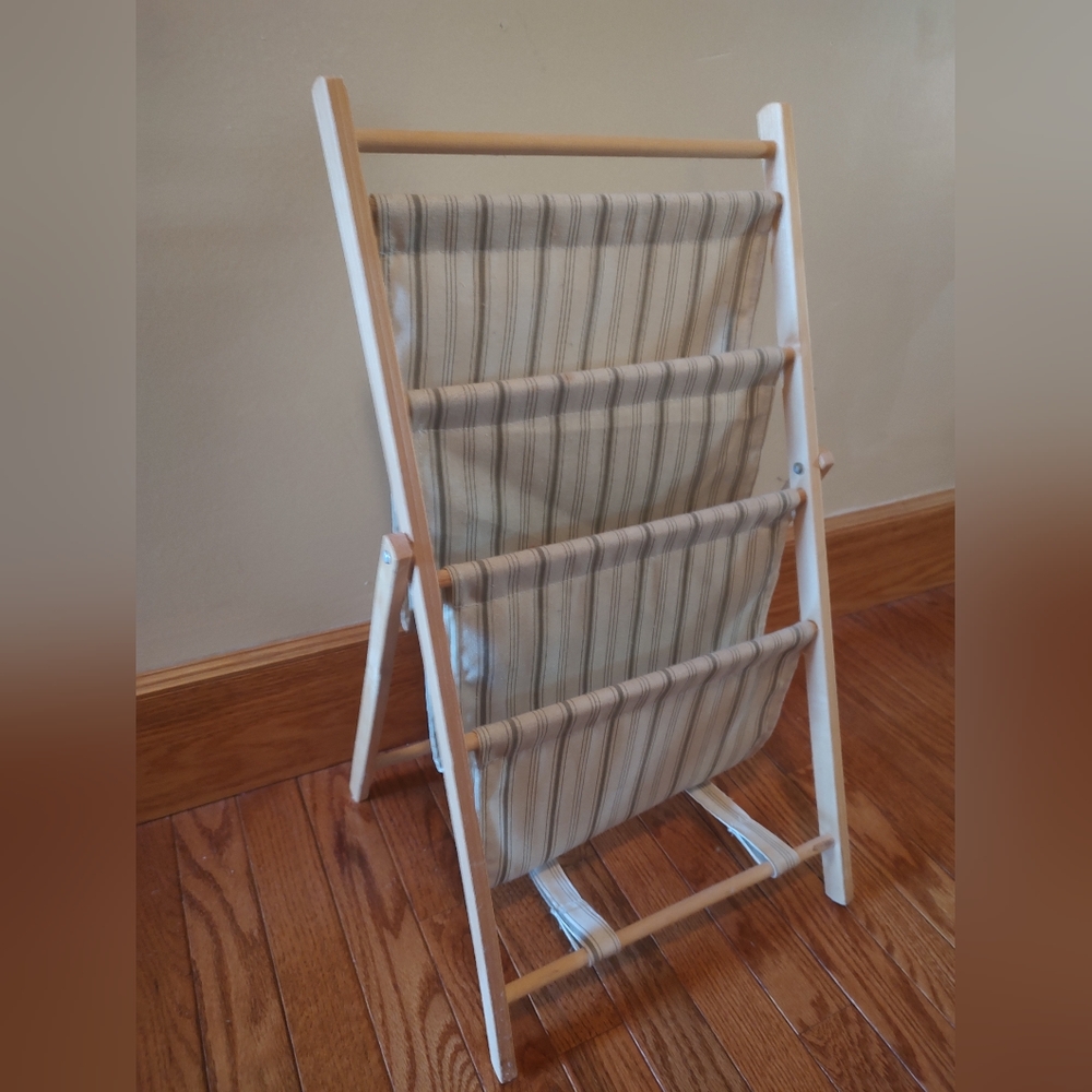 Neutral beige & green fabric magazine/book rack